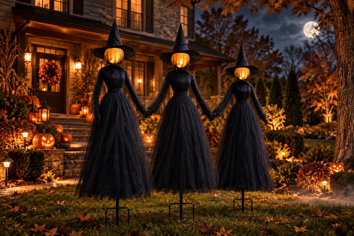 Midnight Coven Light-Up Witch Set — Halloween display inspiration