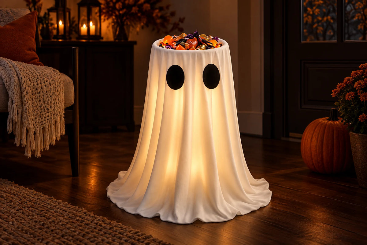 Boo Butler Ghost Candy Stand — lighting detail