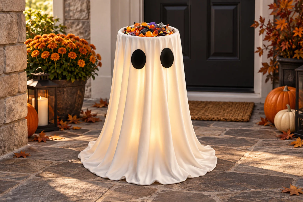 Boo Butler Ghost Candy Stand — daylight product view