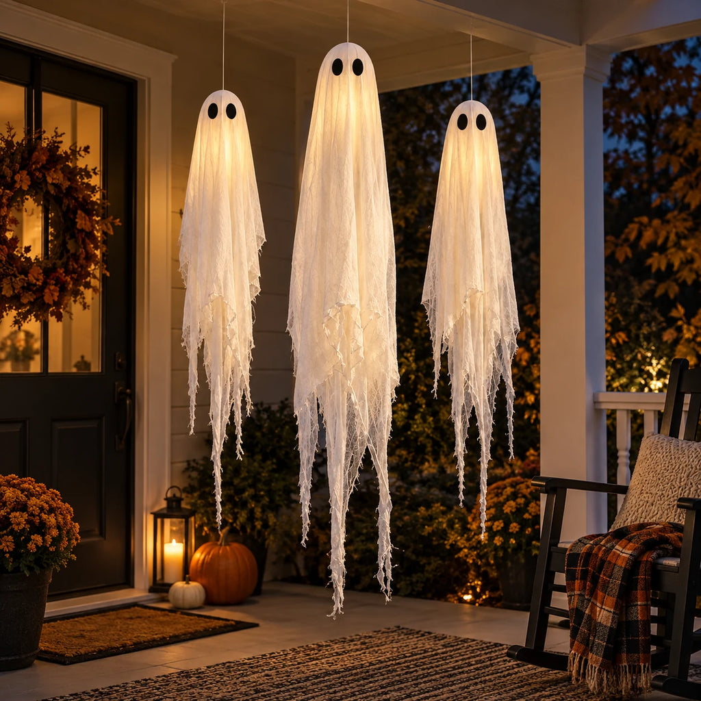 Porch Phantoms Light-Up Ghost Trio — home scale view