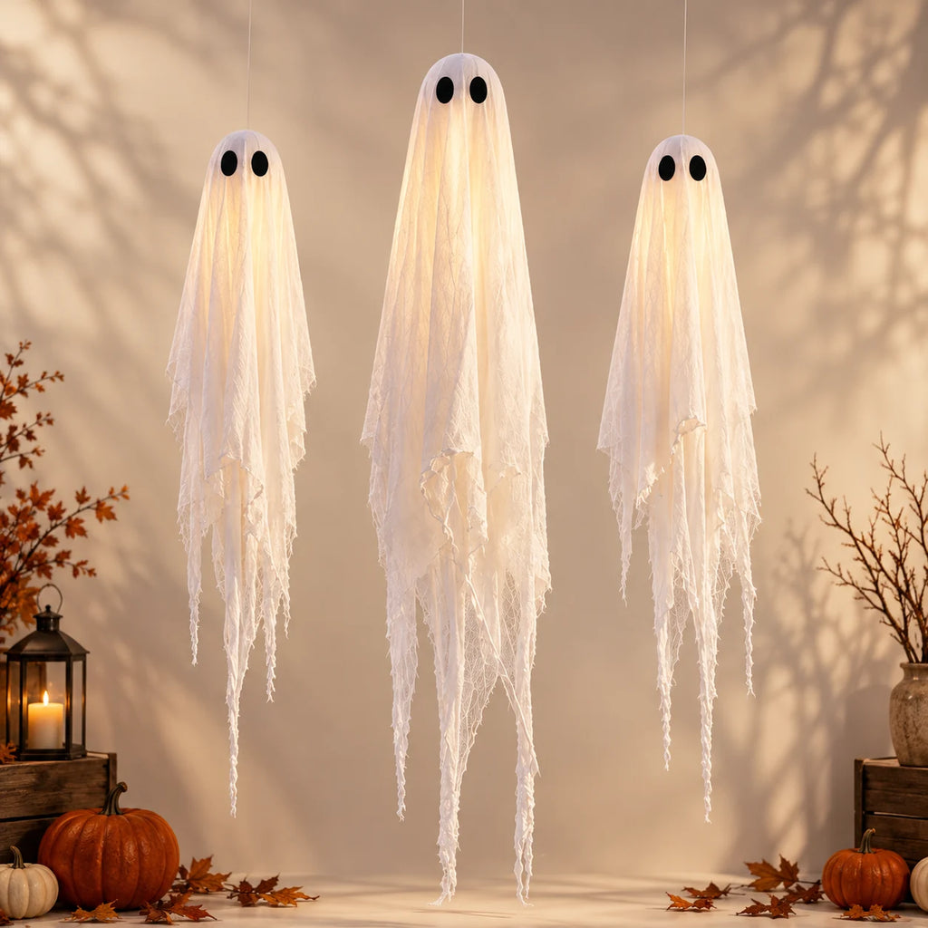 Porch Phantoms Light-Up Ghost Trio — complete set feature view