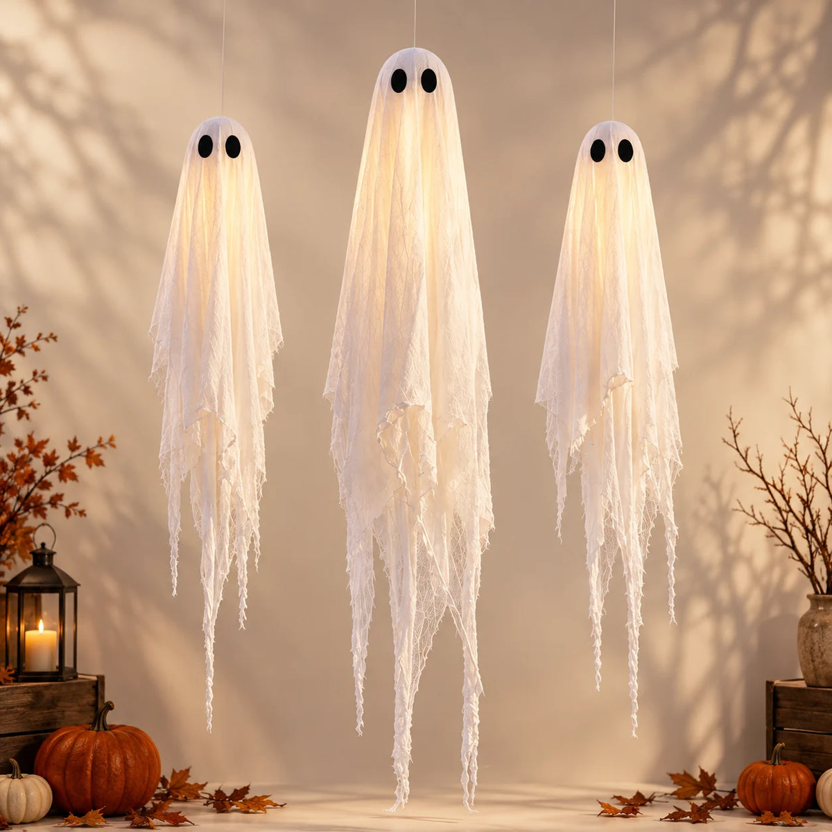 Porch Phantoms Light-Up Ghost Trio — complete set feature view