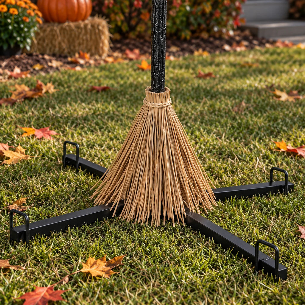 Hexwood 12-foot animated witch — Metal base and four ground stakes