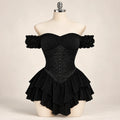Moonlit Muse Gothic Ruffle Outfit — Black front studio view