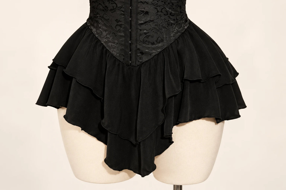 Moonlit Muse Gothic Ruffle Outfit — Layered ruffle hem detail